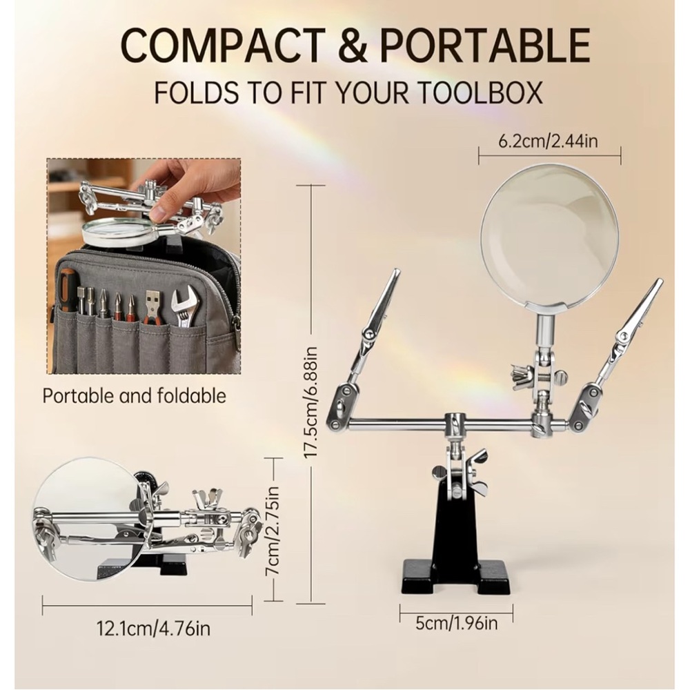 🔥5 FOR $25🔥 AORAEM Helping Hands Magnifier with Dual Adjustable Alligator Clips - Picture 2 of 13